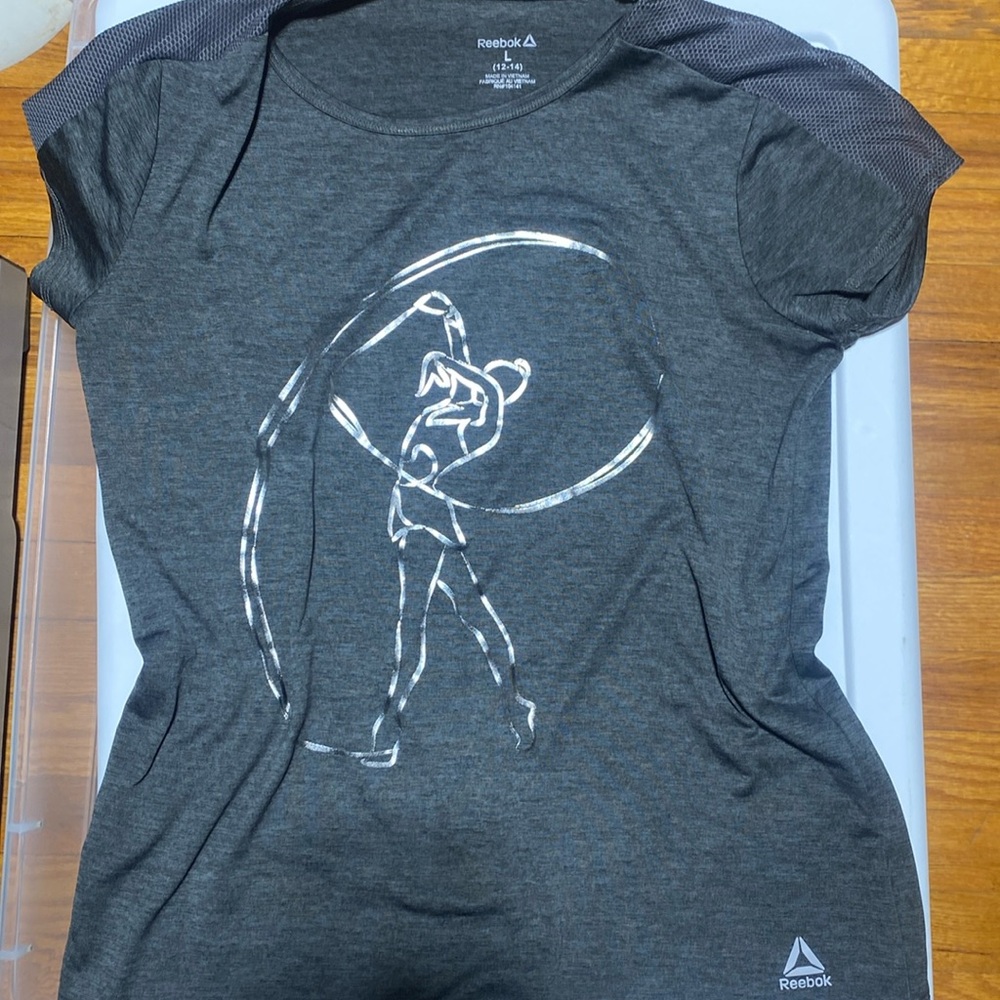 Grey Reebok Gymnastic T-shirt, size large 12-14